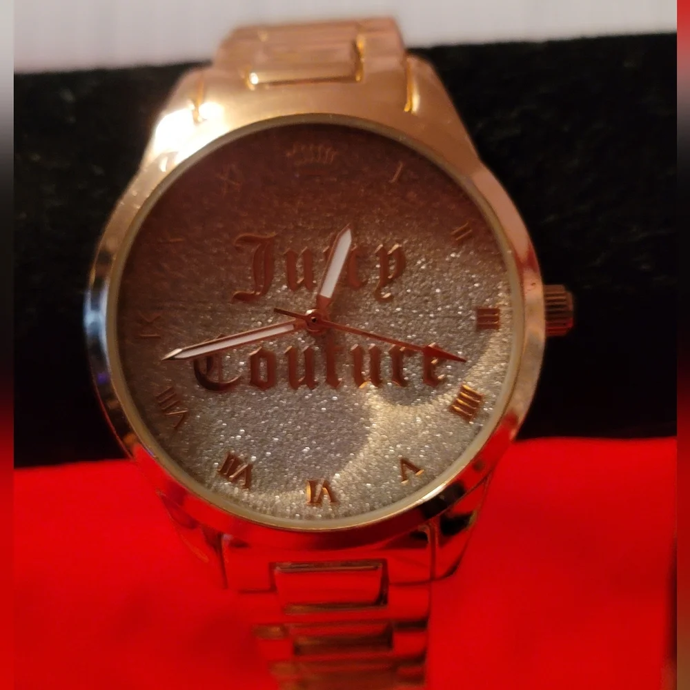 Juicy Couture Black Label Los Angeles‎ Rose Gold Women Watch Glitter Logo Face